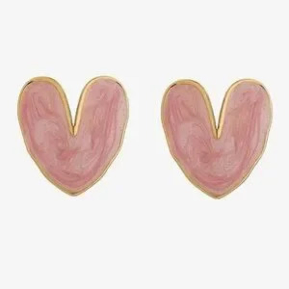 Pink Enamel Heart Earrings (7000) - Picture 3 of 3